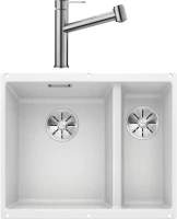 Комплект Мойка Blanco Subline 340/160-U белая, левая + Смеситель Ambis-S 523119