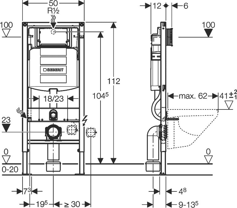 Комплект Унитаз подвесной Ideal Standard Connect E781901 с функцией биде + Крышка E712701 с микролифтом, петли хром + Инсталляция Geberit Duofix UP 320 111.300.00.5 + Кнопка Sigma 01 115.770.21.5 хром + Крепления 111.815.00.1 к стене + Звукоизоляция