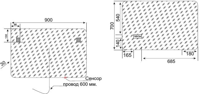 Зеркало Style Line Атлантика 90 с часами
