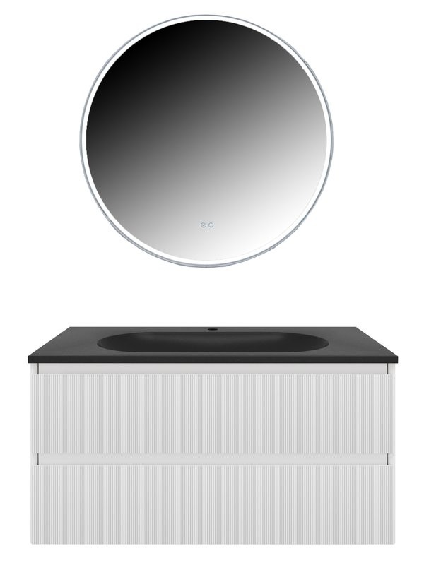 Мебель для ванной комнаты Vincea Welle 100 m.white soft-touch, раковина VCB-4H100A антрацит