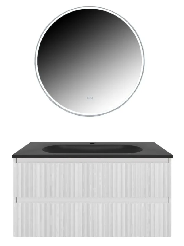Мебель для ванной комнаты Vincea Welle 100 m.white soft-touch, раковина VCB-4H100A антрацит