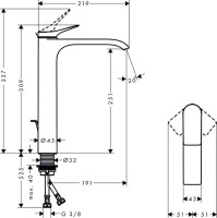 Смеситель для раковины Hansgrohe Vivenis 250 75040670 матовый черный