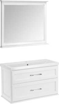 Мебель для ванной ASB-Woodline Венеция 100 белая, патина серебро