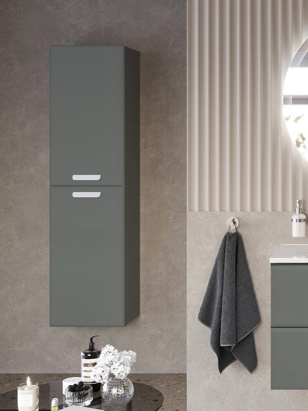 Шкаф-пенал для ванной Cezares Eco-Cer-N 40 универсальный серо-зеленый матовый, ручки сатин