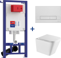 Комплект Lemark Florex 100801419 безободковый, с микролифтом, кнопка смыва хром глянец