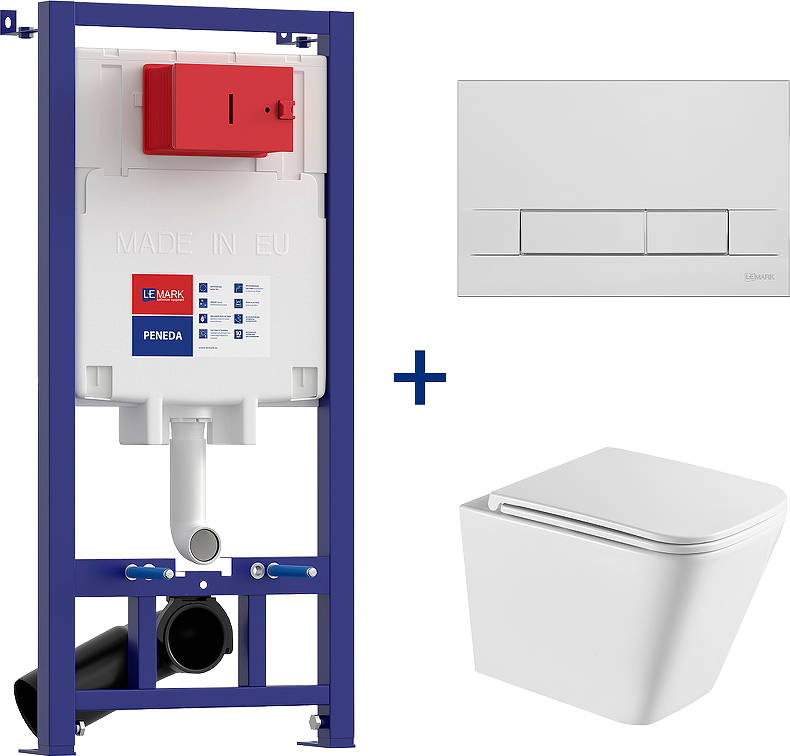 Комплект Lemark Florex 100801419 безободковый, с микролифтом, кнопка смыва хром глянец