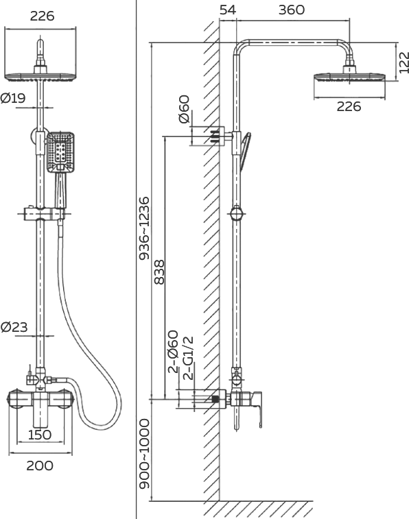 Душевая стойка AltroBagno Lamberto AltroBagnoLamberto030103MB матовая черная