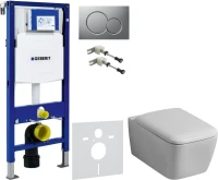 Комплект Унитаз подвесной Geberit iCon Square 201950000 + Крышка Square 571910000 + Крепления Duofix 111.815.00.1 к стене + Звукоизоляция + Инсталляция UP 320 111.300.00.5 + Кнопка Sigma 01 115.770.JQ.5 лакированная, матовый хром