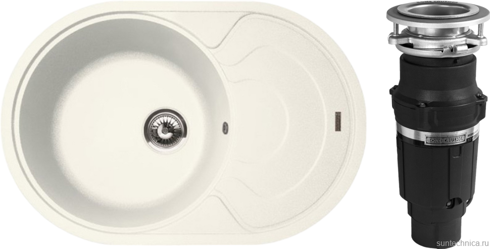 Комплект Мойка Florentina Родос 760 жасмин + Измельчитель Bone Crusher BC 610-AS