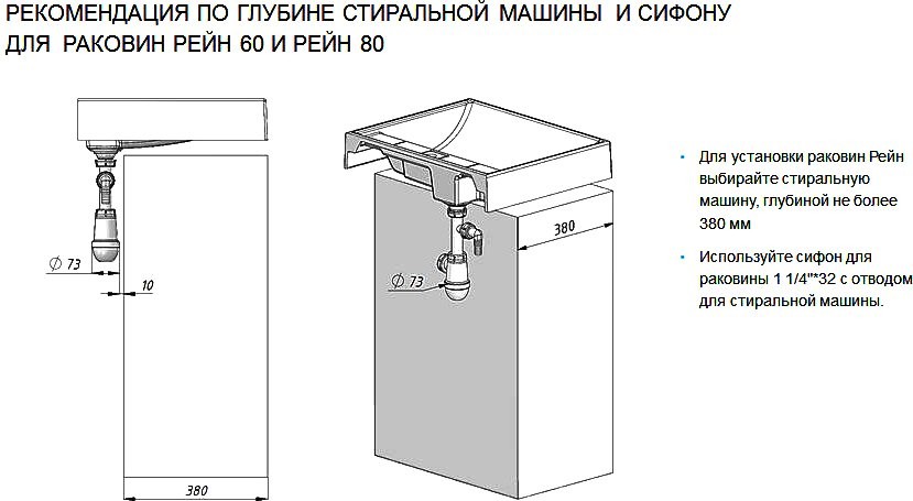 Раковина над стиральной машиной AQUATON Рейн 60