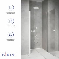 Душевая дверь в нишу Parly DE70F 70x185, профиль белый, стекло матовое