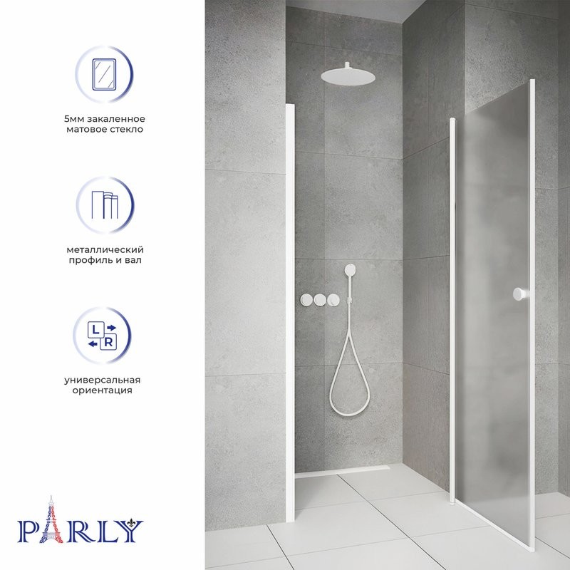 Душевая дверь в нишу Parly DE70F 70x185, профиль белый, стекло матовое
