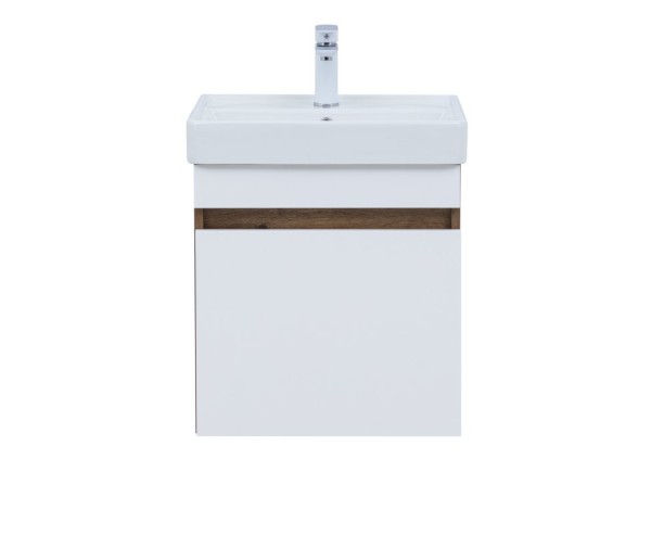 Тумба с раковиной Aquanet Оптима 50 подвесная, дуб рустикальный, белый сатин