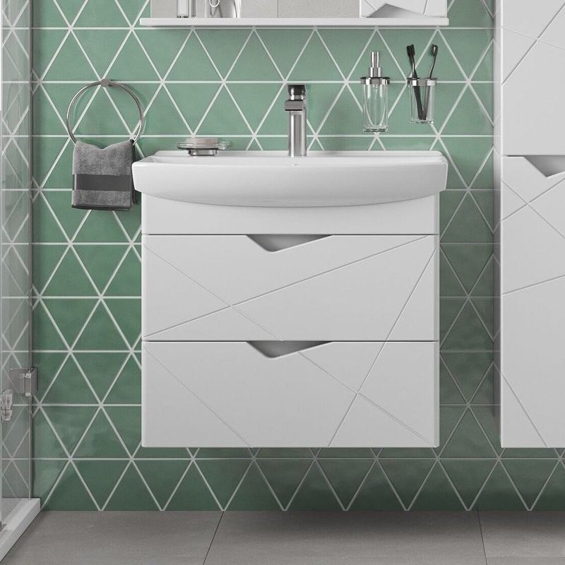 Тумба с раковиной SanStar Линни 70 подвесная, белая