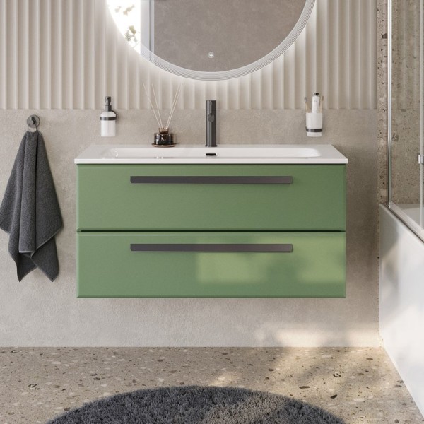 Тумба под раковину без столешницы Cezares Eco Cer-N 100 фисташковый софт, ручки матовые черные