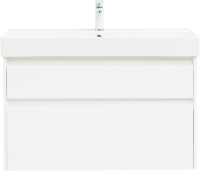 Тумба с раковиной Aquanet Nova Lite 100 белая глянцевая, 2 ящика