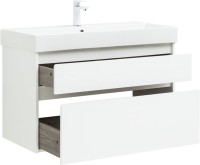 Тумба с раковиной Aquanet Nova Lite 100 белая глянцевая, 2 ящика