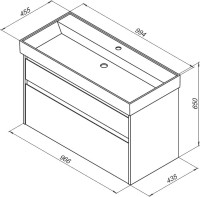 Тумба с раковиной Aquanet Nova Lite 100 белая глянцевая, 2 ящика