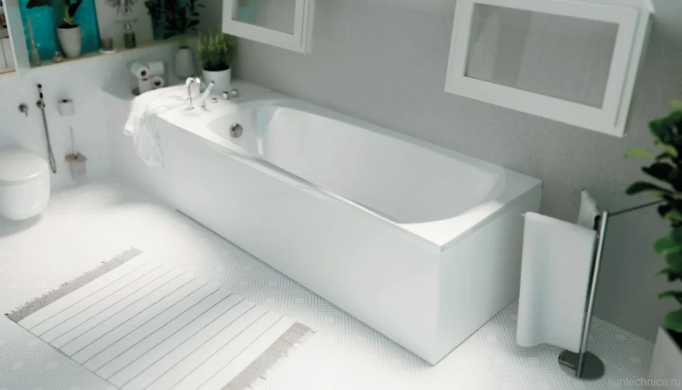 Акриловая ванна 1MarKa Elegance 170x70 см, пристенная, белая, с каркасом
