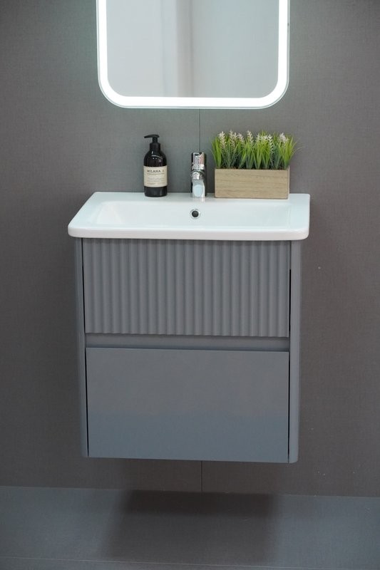 Тумба с раковиной Alavann Wave 80 подвесная, голубой деним