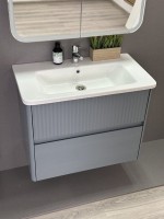 Тумба с раковиной Alavann Wave 80 подвесная, голубой деним