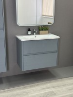 Тумба с раковиной Alavann Wave 80 подвесная, голубой деним