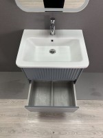 Тумба с раковиной Alavann Wave 80 подвесная, голубой деним