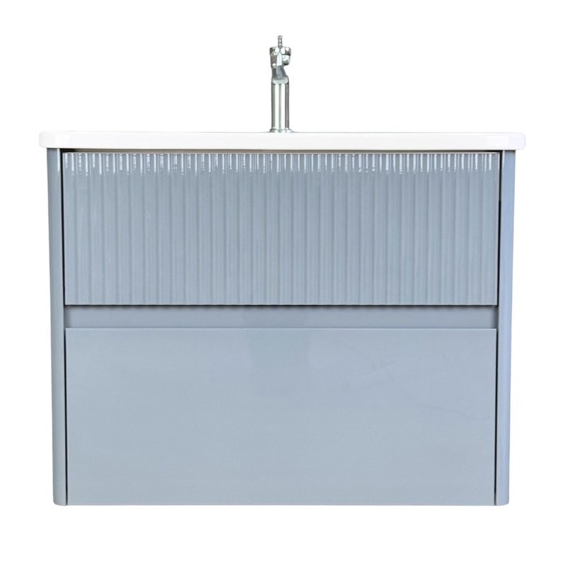 Тумба с раковиной Alavann Wave 80 подвесная, голубой деним