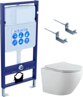 Комплект Унитаз подвесной AQUATEK Европа AQ1901-00 безободковый, с микролифтом + Инсталляция Standard INS-0000012 + Комплект креплений KKI-0000002