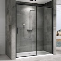 Душевая дверь в нишу Abber Komfort AG93150B 150 см, профиль черный, стекло прозрачное