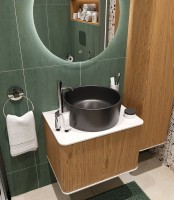 Мебель для ванной комнаты STWORKI Ноттвиль 60 дуб верона, с отверстием под смеситель , с раковиной на выбор