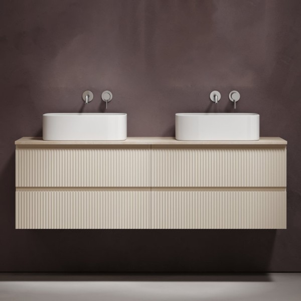 Тумба с раковиной Sancos Snob R 160 beige soft, столешница бежевая TT160A2, раковина CN6052