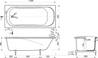 Ванна из искусственного камня Эстет Альфа 180x80 см, правая, пристенная, на ножках