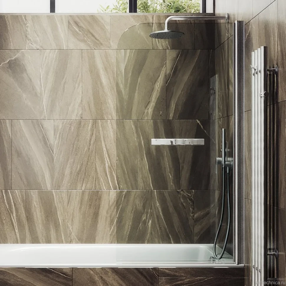 Шторка на ванну Maybahglass MGV-788-5 80x140, профиль матовый хром, стекло прозрачное