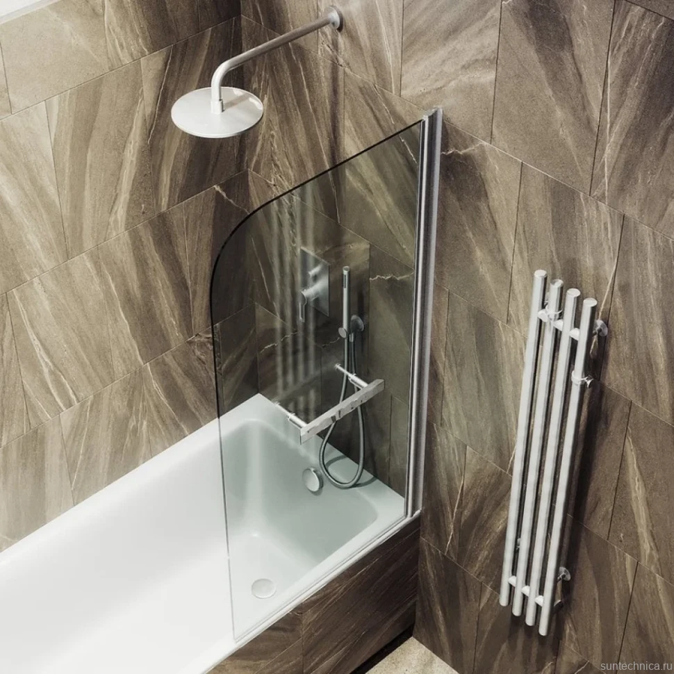 Шторка на ванну Maybahglass MGV-788-5 80x140, профиль матовый хром, стекло прозрачное