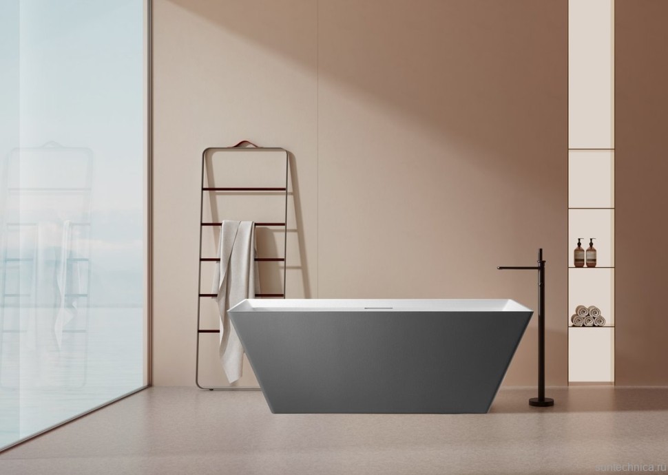 Ванна из искусственного камня AltroBagno Francesca 090105 170x75 см, отдельностоящая, на ножках, с донным клапаном, с подголовником