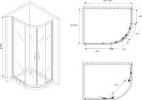 Душевой уголок Abber Schwarzer Diamant AG01180M 100x80, профиль хром матовый, стекло матовое