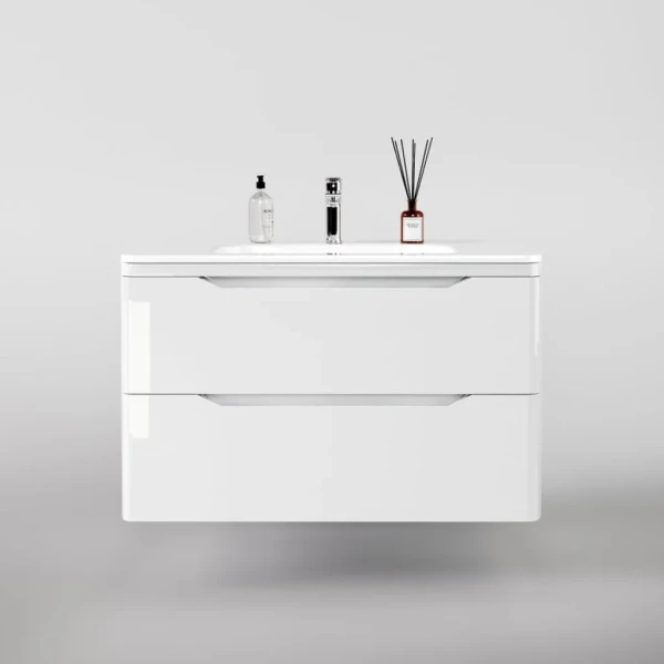 Тумба с раковиной Style Line Марелла 90 подвесная, белый глянец