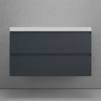 Тумба подвесная "Манхэттен 100" ЭМАЛЬ, под раковину ASTI, 2 ящика, PLUS, графит