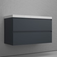 Тумба подвесная "Манхэттен 100" ЭМАЛЬ, под раковину ASTI, 2 ящика, PLUS, графит