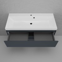 Тумба подвесная "Манхэттен 100" ЭМАЛЬ, под раковину ASTI, 2 ящика, PLUS, графит