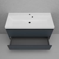 Тумба подвесная "Манхэттен 100" ЭМАЛЬ, под раковину ASTI, 2 ящика, PLUS, графит