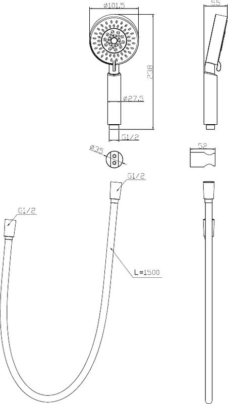Душевой комплект Смеситель BelBagno Tiffani TIF-VASM-CRM + Гарнитур BB-DFS-5-CRM
