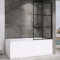 Шторка на ванну Abber Immer Offen AG72080B 80x140, профиль черный, стекло прозрачное