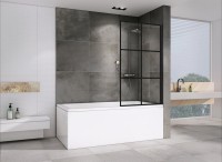 Шторка на ванну Abber Immer Offen AG72080B 80x140, профиль черный, стекло прозрачное