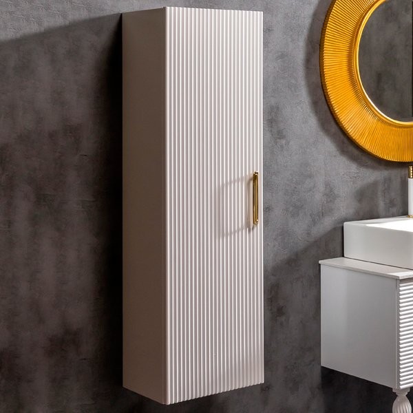 Шкаф пенал для ванной Armadi Art Vallessi Avangarde белый с золотом