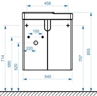 Тумба с раковиной Belux Даллас 55 L подвесная, белая глянцевая