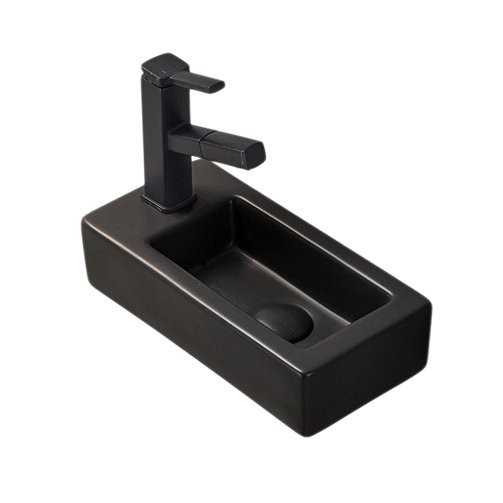 Раковина маленькая в туалет GID Suspendido Bm9272R 37 матовая черная, прямоугольная, фаянс