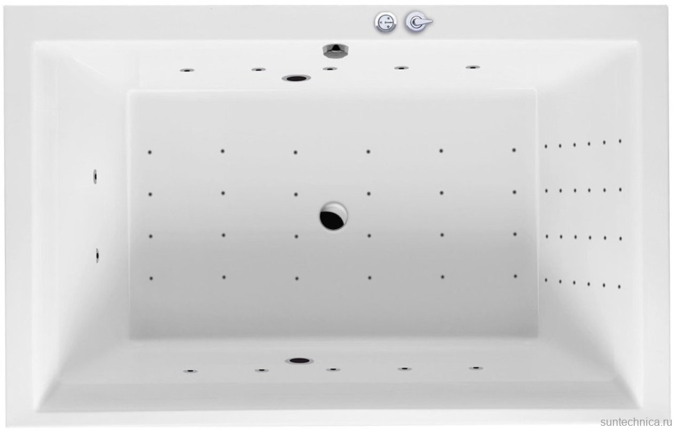Акриловая ванна Excellent Crown Lux Crown Lux WAEX.CRO19.NANO 190x120 см, пристенная, с гидромассажем, белая, для двоих, со сливом-переливом