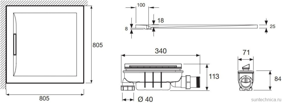 Поддон для душа Jacob Delafon Flight Pure E62320-00 80х80